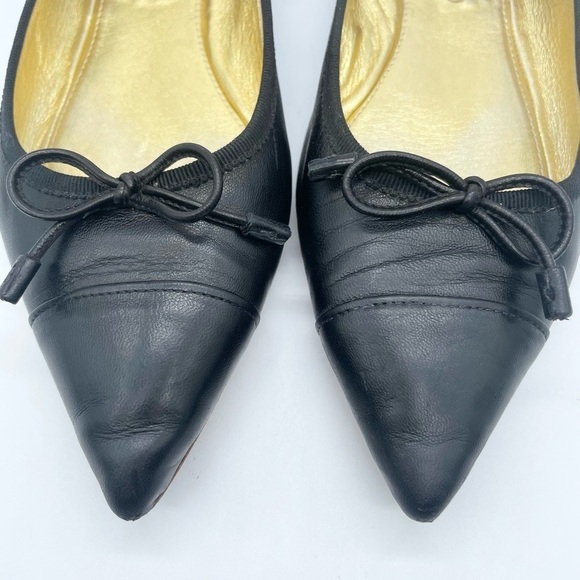 Prada black soft leather bow tie pointed toe ballet flats EU 38.5 - Picture 2 of 11